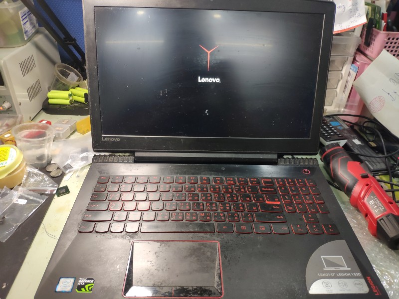 Lenovo y520 機板滲水，維修機板電源模組，機板清洗更換零件ok.