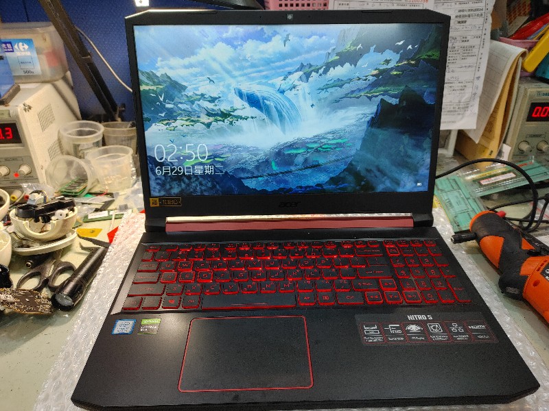 實機 Acer an515- 現場維修 有不開機不過電。電池 鍵盤 螢幕 硬碟 風扇 故障問題都可送來本公司維修 