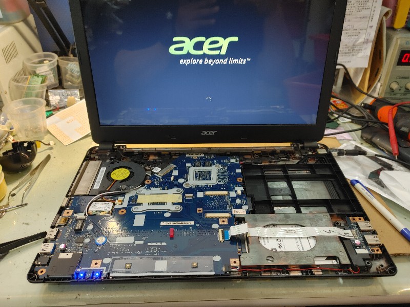 實機不開機現場維修 Acer e1-530g 快速機板訊號查詢 電源訊號不過電 開機時序 到維修ok 