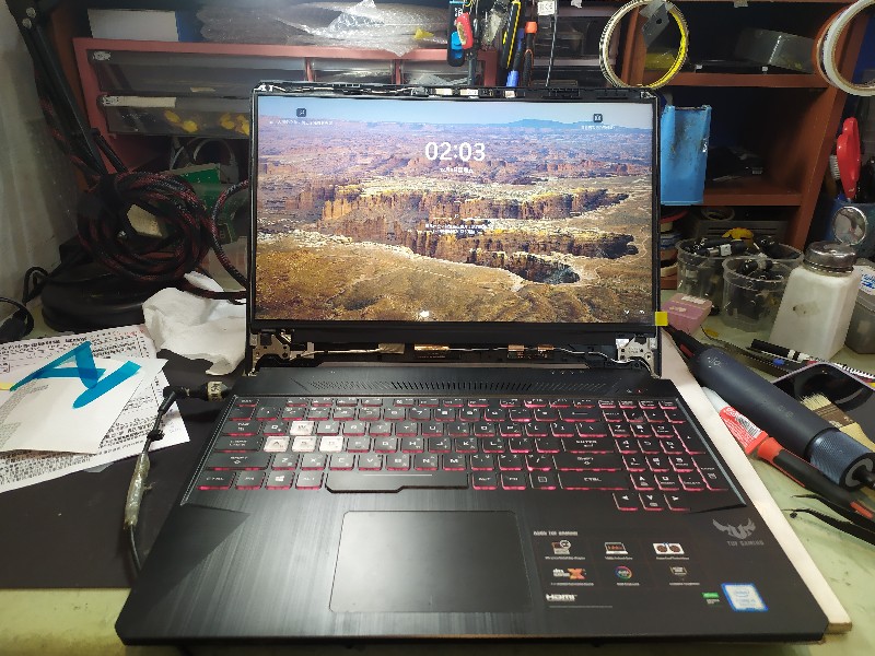 實機修-Asus fx505 螢幕故障 南橋晶片燒掉，更換ok