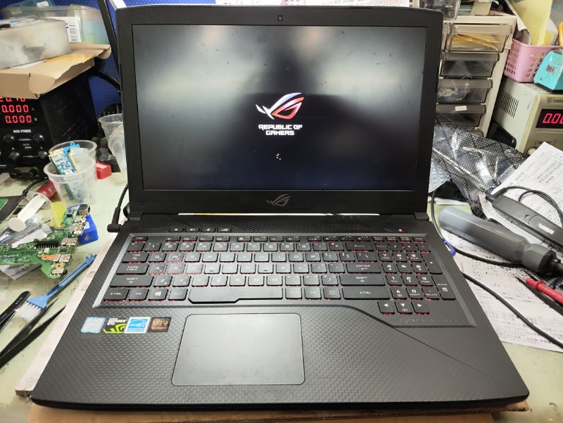 Asus gl503 不開機不過電 實機維修主機板 完修ok,各廠牌筆電快速維修nb3c