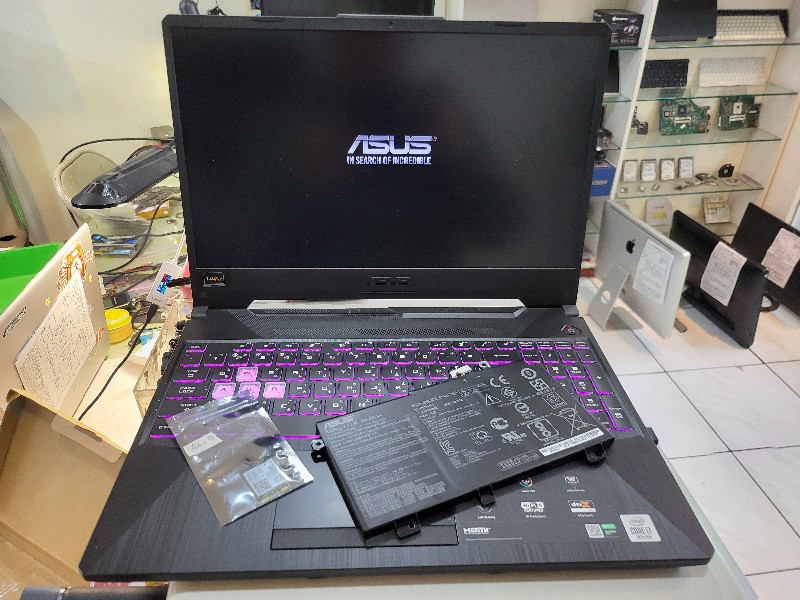 Asus fx506l wifi ax201時常會斷訊 電池不續電，實機拆解現貨現場更 換網卡電池維修約30-60分鐘完修，有同問題都可來電洽詢，nb3c大台中筆電維修