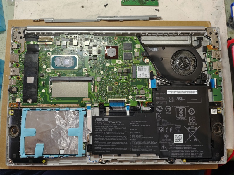 Asus x409f 不開機 不過電 實機拆解 專業主機板維修 查詢ˋ主機板電路 訊號 電原模組 有電源短路 更換零件 ok 開機 專業主機板維修 各廠牌都有維修最快當天維修好 大台中筆電維修 可來電洽詢 line:@nb3c